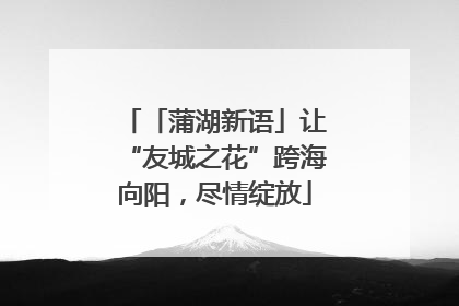 「蒲湖新语」让“友城之花”跨海向阳，尽情绽放