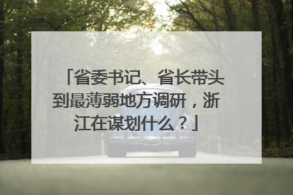 省委书记、省长带头到最薄弱地方调研，浙江在谋划什么？