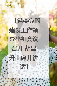 省委党的建设工作领导小组会议召开 胡昌升出席并讲话