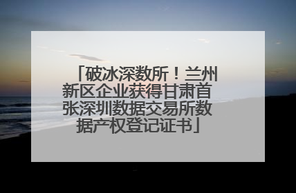 破冰深数所！兰州新区企业获得甘肃首张深圳数据交易所数据产权登记证书