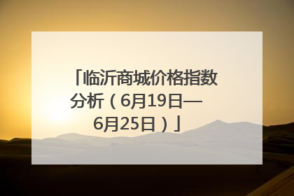 临沂商城价格指数分析（6月19日—6月25日）