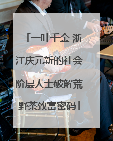 一叶千金 浙江庆元新的社会阶层人士破解荒野茶致富密码