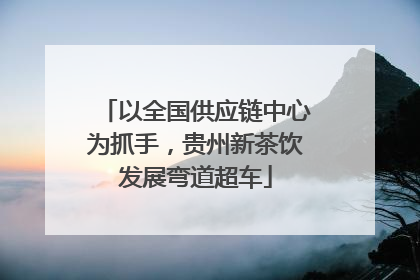 以全国供应链中心为抓手，贵州新茶饮发展弯道超车