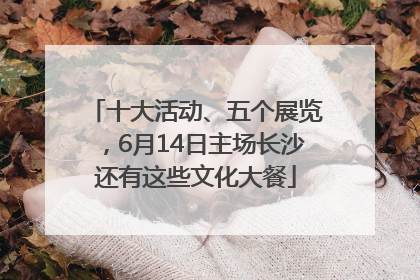 十大活动、五个展览，6月14日主场长沙还有这些文化大餐