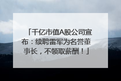 千亿市值A股公司宣布：续聘雷军为名誉董事长，不领取薪酬！