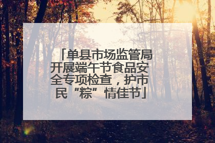 单县市场监管局开展端午节食品安全专项检查，护市民“粽”情佳节