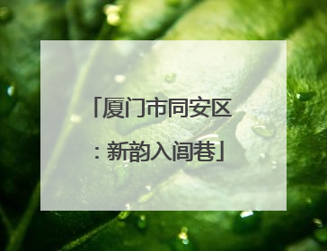 厦门市同安区：新韵入闾巷