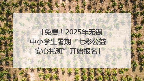 免费！2025年无锡中小学生暑期“七彩公益安心托班”开始报名