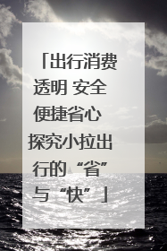 出行消费透明 安全便捷省心 探究小拉出行的“省”与“快”
