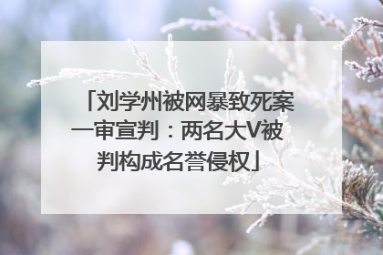 刘学州被网暴致死案一审宣判：两名大V被判构成名誉侵权