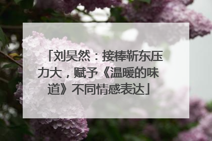 刘昊然：接棒靳东压力大，赋予《温暖的味道》不同情感表达