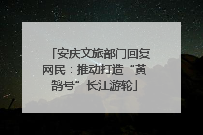 安庆文旅部门回复网民：推动打造“黄鹄号”长江游轮