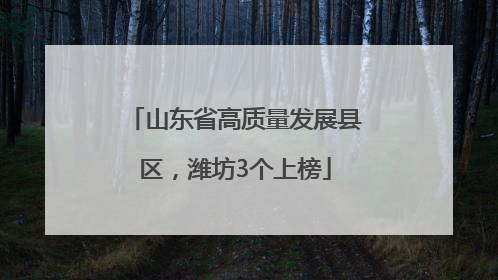 山东省高质量发展县区，潍坊3个上榜