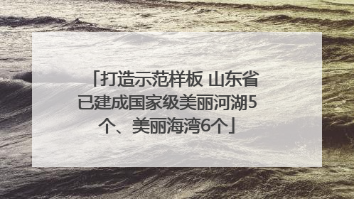 打造示范样板 山东省已建成国家级美丽河湖5个、美丽海湾6个
