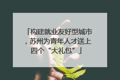 构建就业友好型城市，苏州为青年人才送上四个“大礼包”