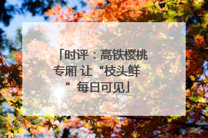 时评：高铁樱桃专厢 让“枝头鲜”每日可见