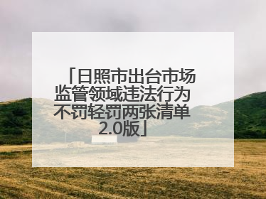 日照市出台市场监管领域违法行为不罚轻罚两张清单2.0版