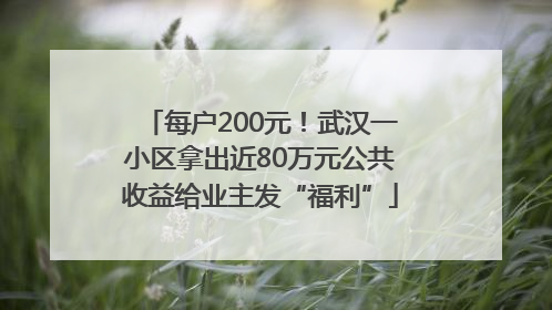 每户200元！武汉一小区拿出近80万元公共收益给业主发“福利”