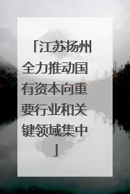 江苏扬州全力推动国有资本向重要行业和关键领域集中
