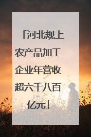 河北规上农产品加工企业年营收超六千八百亿元