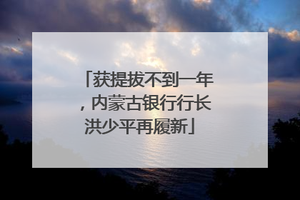 获提拔不到一年，内蒙古银行行长洪少平再履新