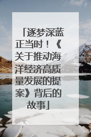 逐梦深蓝正当时！《关于推动海洋经济高质量发展的提案》背后的故事