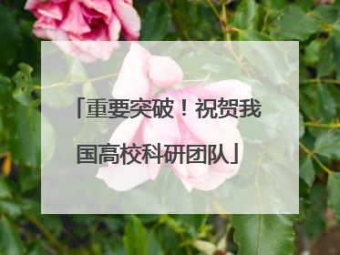 重要突破！祝贺我国高校科研团队
