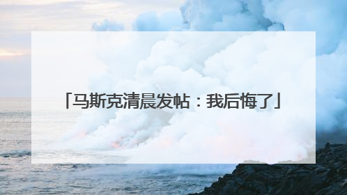 马斯克清晨发帖：我后悔了