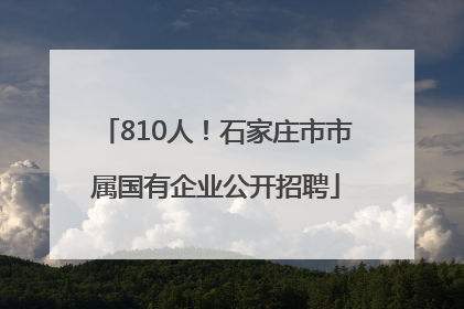 810人！石家庄市市属国有企业公开招聘